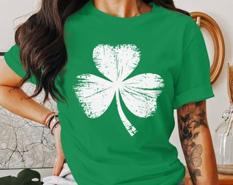 Shamrock (Distressed) Shirt - St. Patrick's Day Gift Shirt Fun Clover Tee Lucky Irish Shirt, St Pattys Day Shirt Shenanigans Shirt