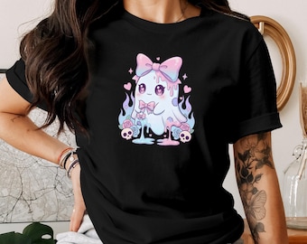 Pastel Goth Ghost Shirt - Süßes gruseliges Kawaii Ästhetisches Shirt, entzückendes Goth Shirt, Pastell Halloween Geist T-Shirt