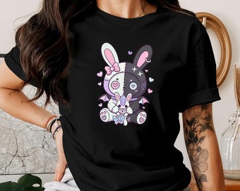 Pastel Goth Bunny Shirt - Süßes gruseliges Kawaii Ästhetisches Shirt, entzückendes Goth Shirt, Pastell Halloween Bunny Rabbit T-Shirt