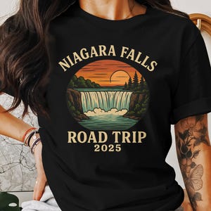 Niagara Falls Road Trip 2025 Shirt — Vintage Sunset Waterfall Graphic Tee, Summer Vacation shirt, Retro Niagara Falls Shirt 2025 Road Trip