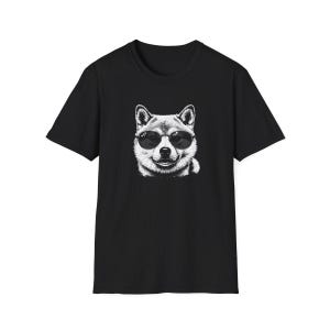 Fajna koszulka Shiba Inu – Retro okulary przeciwsłoneczne Koszulka Shiba Inu, czarno-biały prezent dla miłośnika psów, zabawna odzież dla miłośników zwierząt