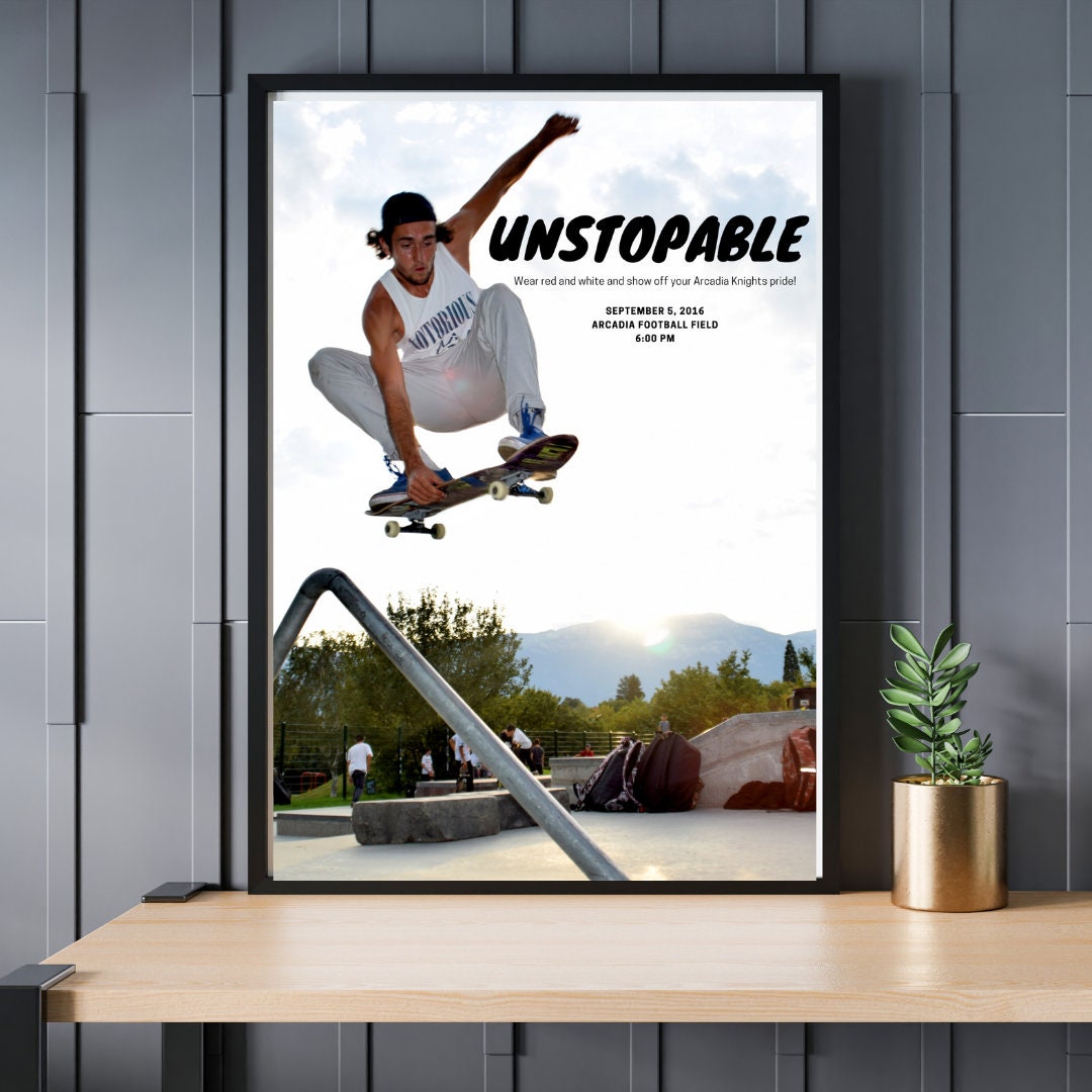 Printable Unstopable Skateboarding Poster Wall Art Print Etsy