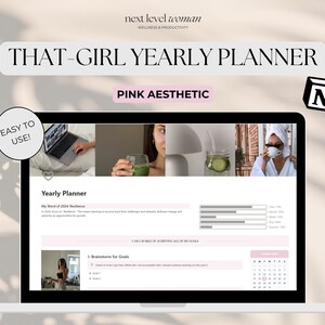 Notion Yearly Planner Template, Simple Notion Dashboard, 2023/2024 Digital Yearly Planner, Aesthetic Notion Calendar, Goal Setting Planner