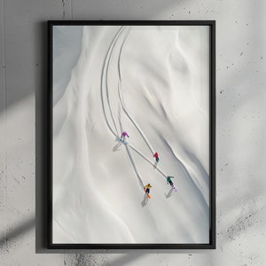 Ski Slope Poster Print, Trendy Apres Ski Print, Aesthetic Mini Skiers, Aesthetic Sports Art, Minimalist Ski Illustration
