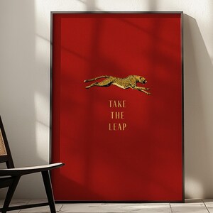 Stampa Cheetah Running. Elegante stampa artistica da parete, arredamento per la casa, Take The Leap, stampa motivazionale da parete, arte da parete stampabile, download digitale