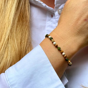 100% handmade gemstone bracelet the calming with 18K gold-plated 925 silver beads