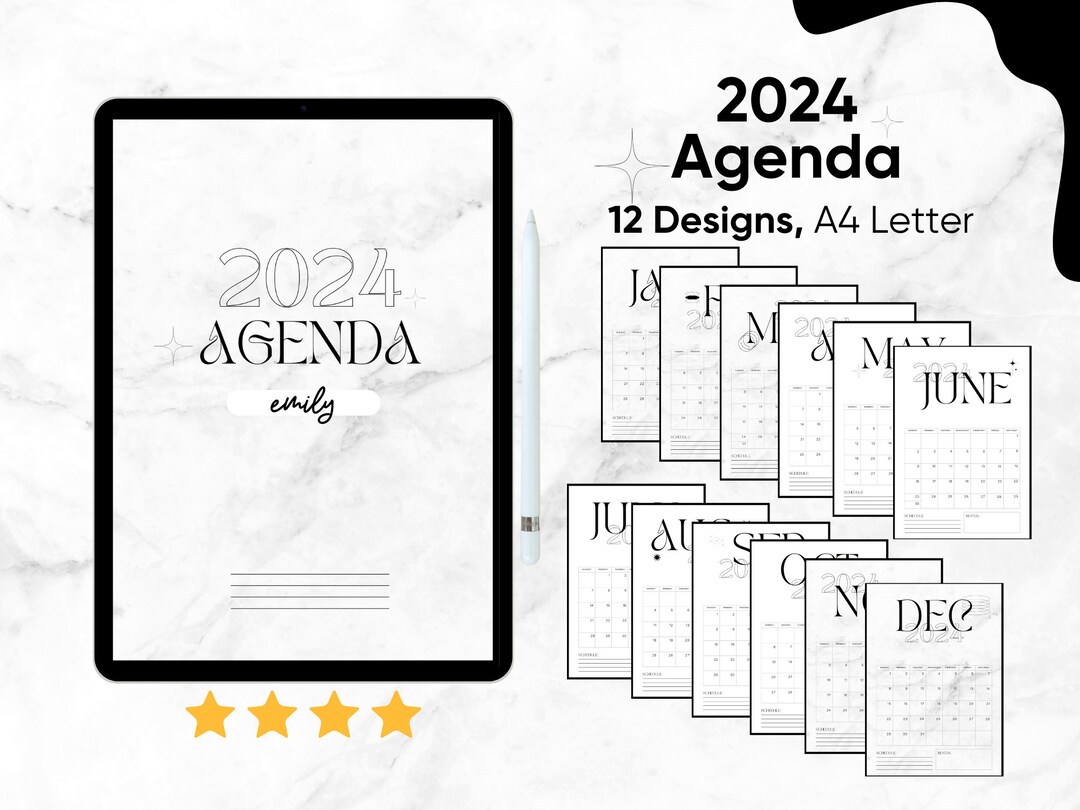 Digitaler Planer 2024 Monatsplaner 2024 digitale Agenda Etsy.de