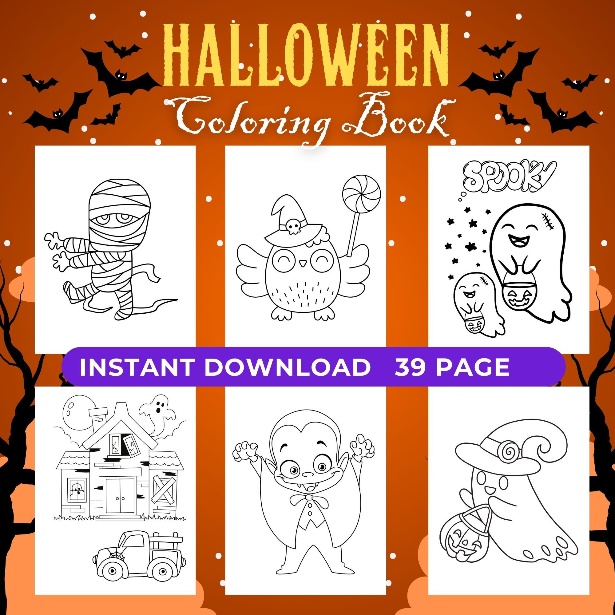 39 Halloween Coloring Book Pages for Kids Coloring Book Halloween Pages