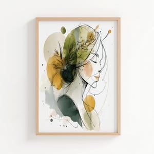 Virgo Woman Abstract Art, Botanical Zodiac Print, Earth Sign Astrology Decor