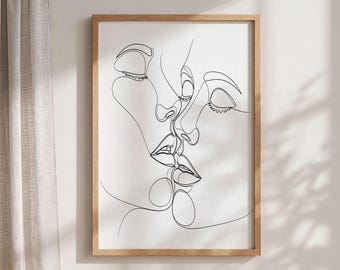 Sapphic Kunstdruck: Queer Wandbild, romantisch über dem Bett Dekor, lesbisches Paar Geschenk