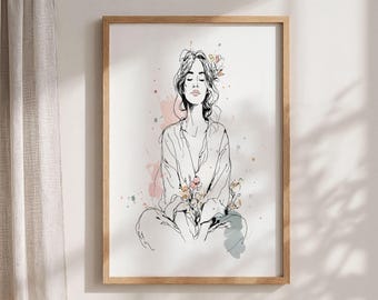 Therapy Office Decor: Calm Japandi Wall Art, Zen Meditation Room Poster