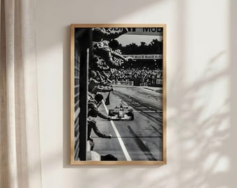Poster da parete di Michael Schumacher della Ferrari F1: poster retrò in bianco e nero dedicato alle corse automobilistiche.