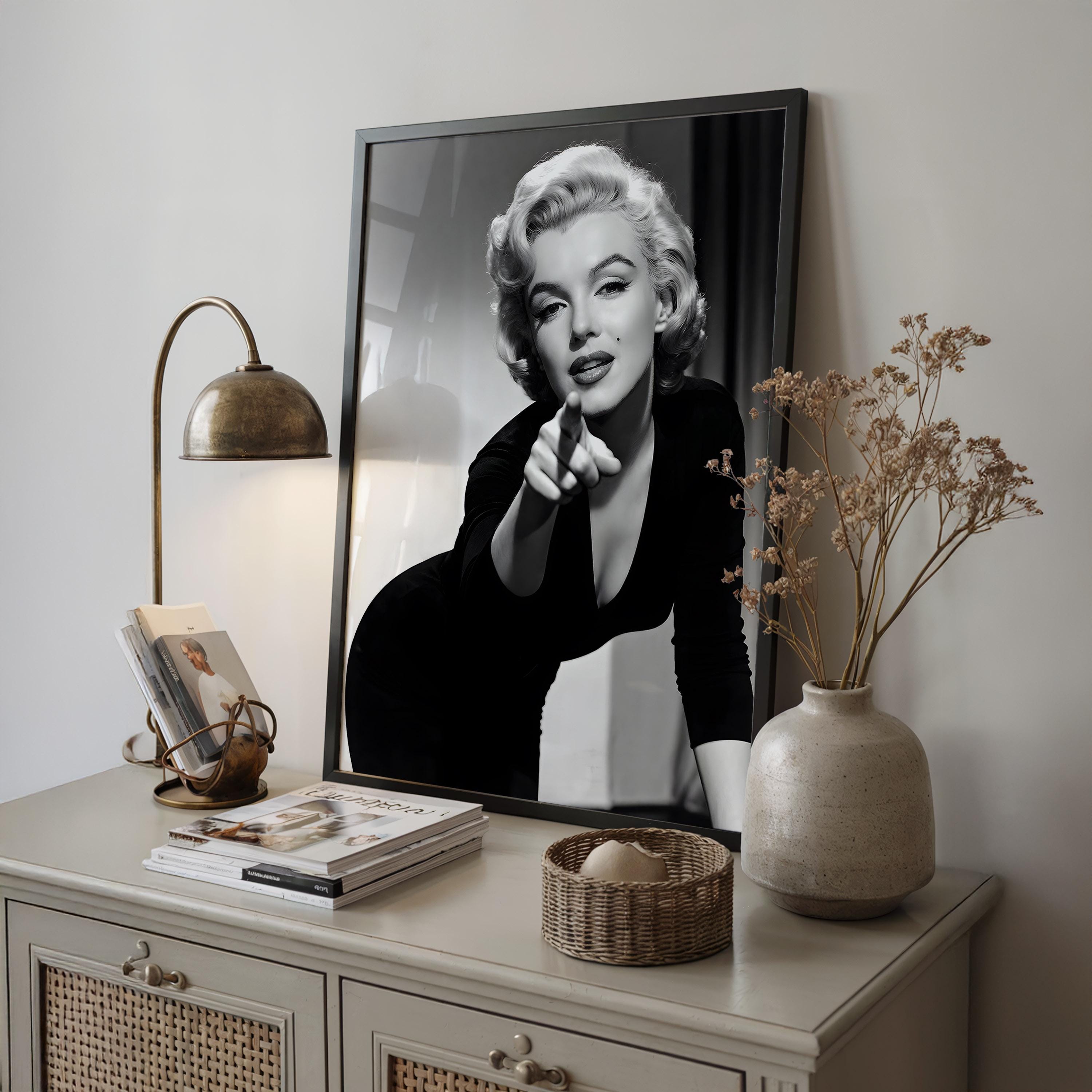 Marilyn Monroe Poster: Black and White Vintage Hollywood Legend Art - Etsy
