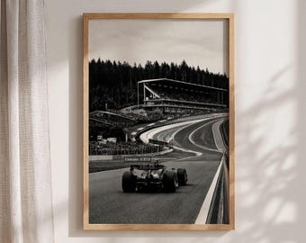 Formula 1 Poster, Black and White Photography on a Grand Prix Race Track