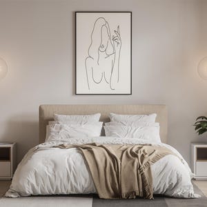 Minimalist Female Figure Line Art Print | Nude Woman Wall Decor ...