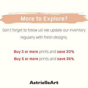 AstrielleArt Informational graphic for our William Morris Floral Art Sale: Save 30% on 3 prints or 35% on 5 prints. William Morris Floral art print bundle.