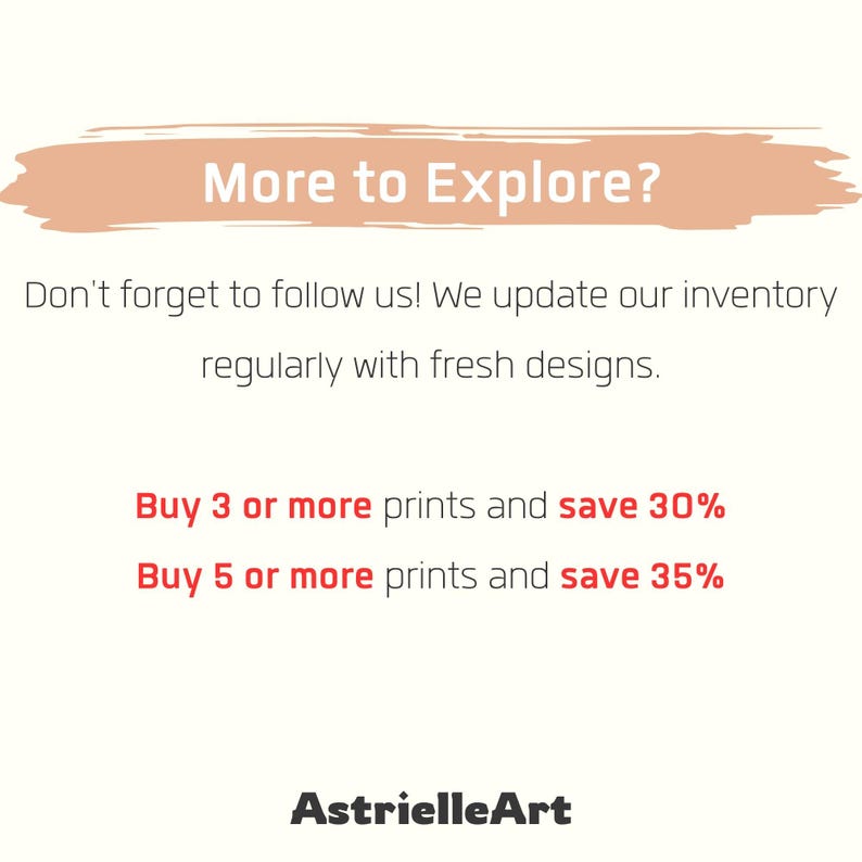 AstrielleArt Informational graphic for our William Morris Floral Art Sale: Save 30% on 3 prints or 35% on 5 prints. William Morris Floral art print bundle.
