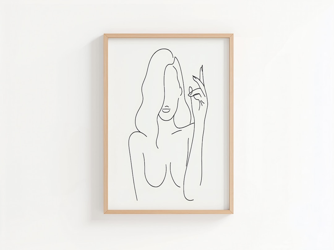 Minimalist Female Figure Line Art Print | Nude Woman Wall Decor ...