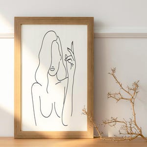 Minimalist Female Figure Line Art Print | Nude Woman Wall Decor ...