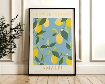 Flower Market Print : Amalfi Coast Lemon Wall Art for Mediterranean Style