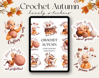 Crochet Digital Stickers | Goodnotes Sticker | Planner Stickers | Digital Stickers | Ready to Print Stickers | Journal Stickers