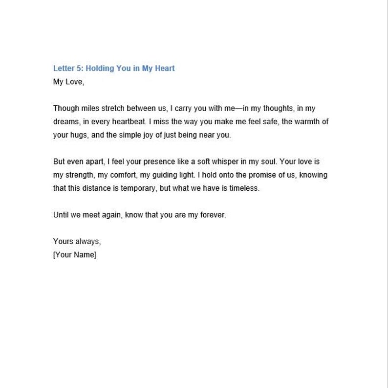 5 Longdistance Love Letters Printable. Romantic Templates for Couples