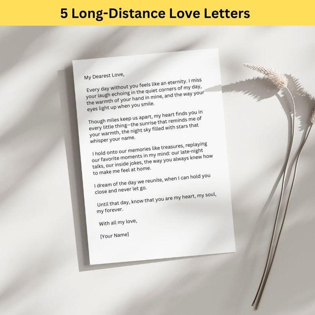 5 Longdistance Love Letters Printable. Romantic Templates for Couples