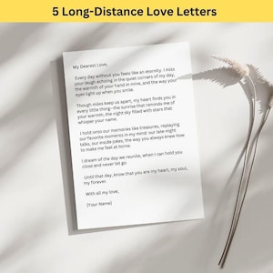 5 Long-Distance Love Letters Printable. Romantic Templates for Couples. Printable & Editable MSWords