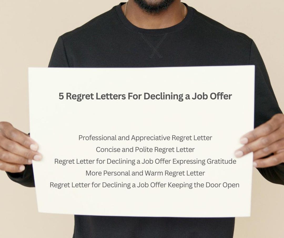 5 Professional Regret Letters for Declining a Job Offer – Polite ...