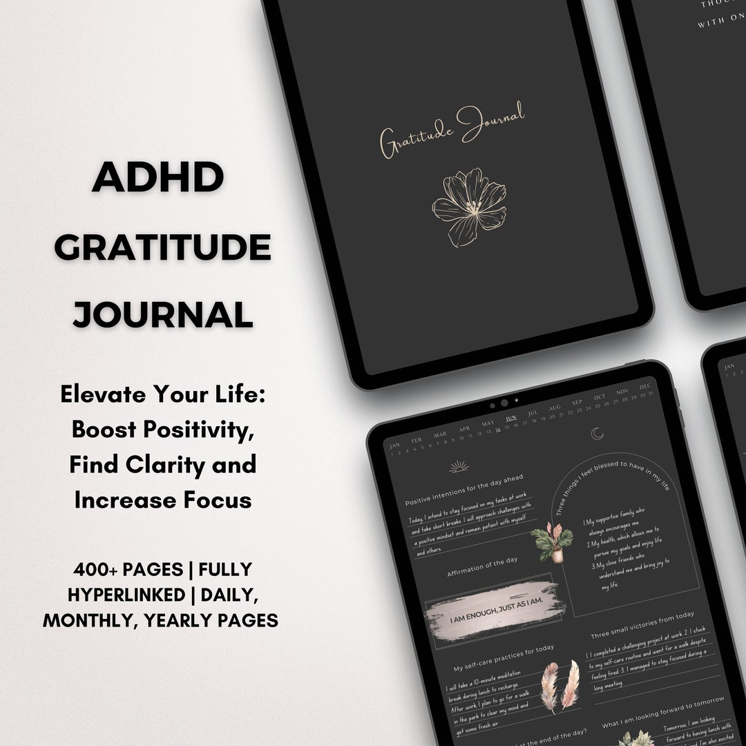 ADHD Journal Digital Gratitude Goodnotes Adult iPad Mindfulness Self-care Daily Monthly Yearly 5 ...