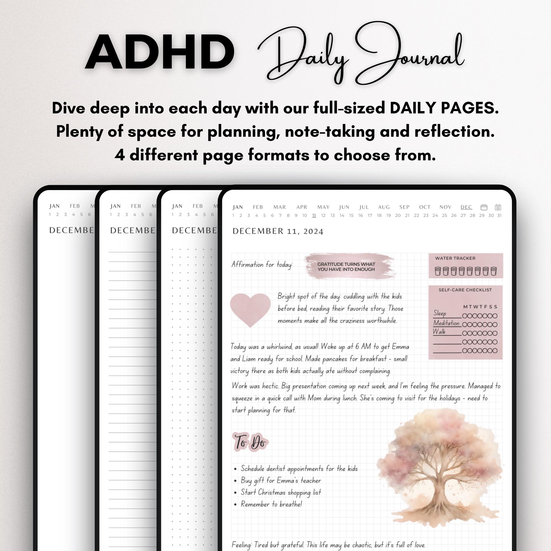 Goodnotes Daily Journal ADHD 2024 Adult Digital Planner Organizer iPad Notability Journal ...