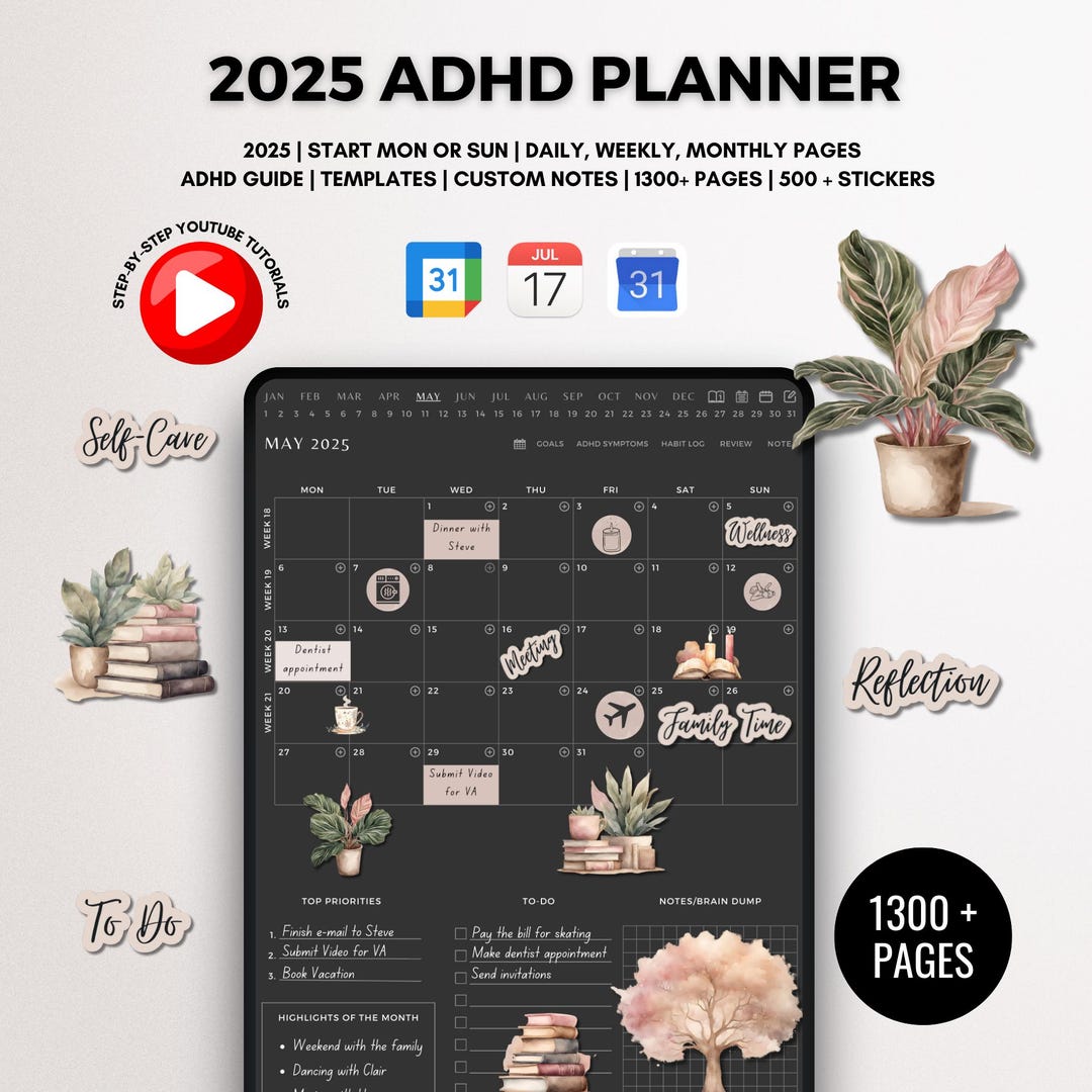 Adhd Planner Goodnotes 2025 iPad Digital Journal iPad Daily, Weekly ...