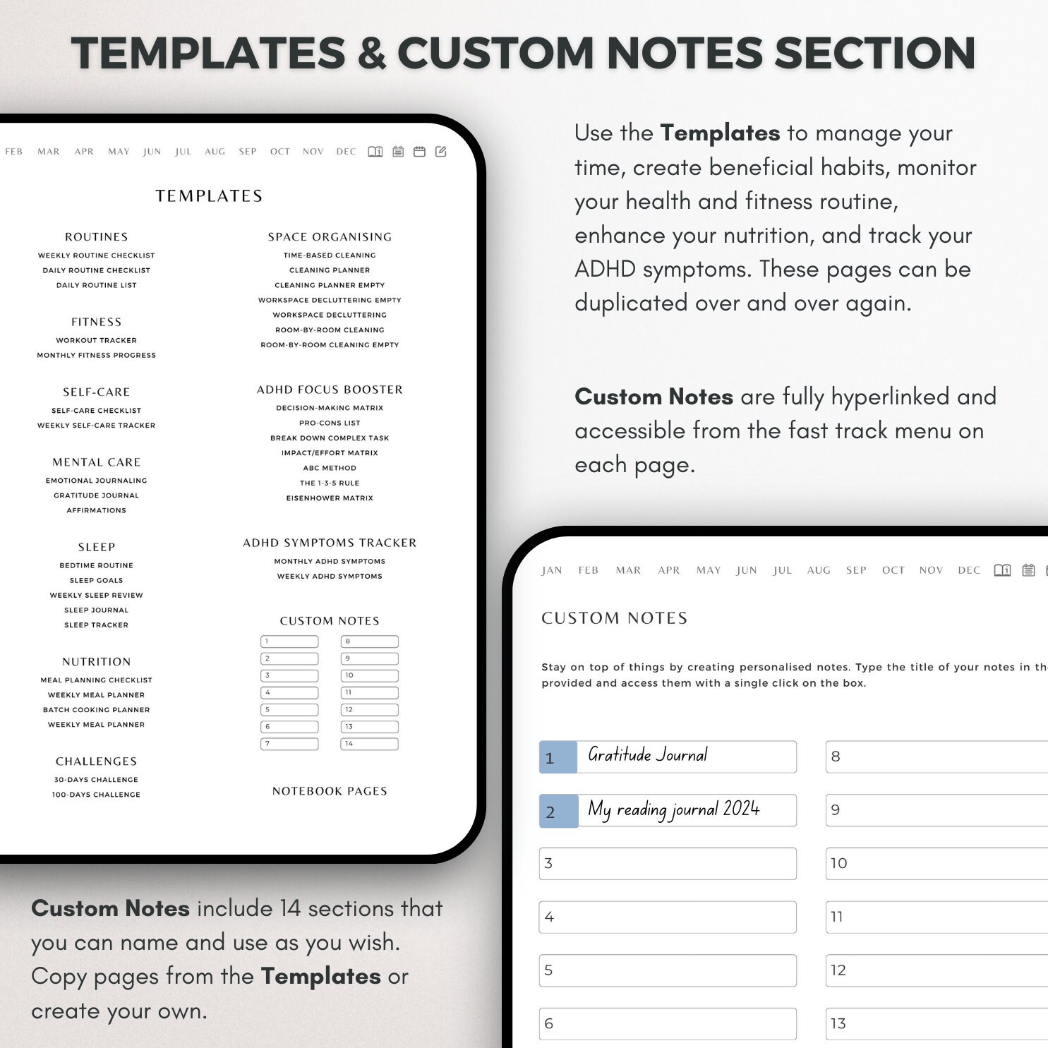ADHD Planner Goodnotes 2024 iPad Digital Journal Digitalplanner, Daily ...