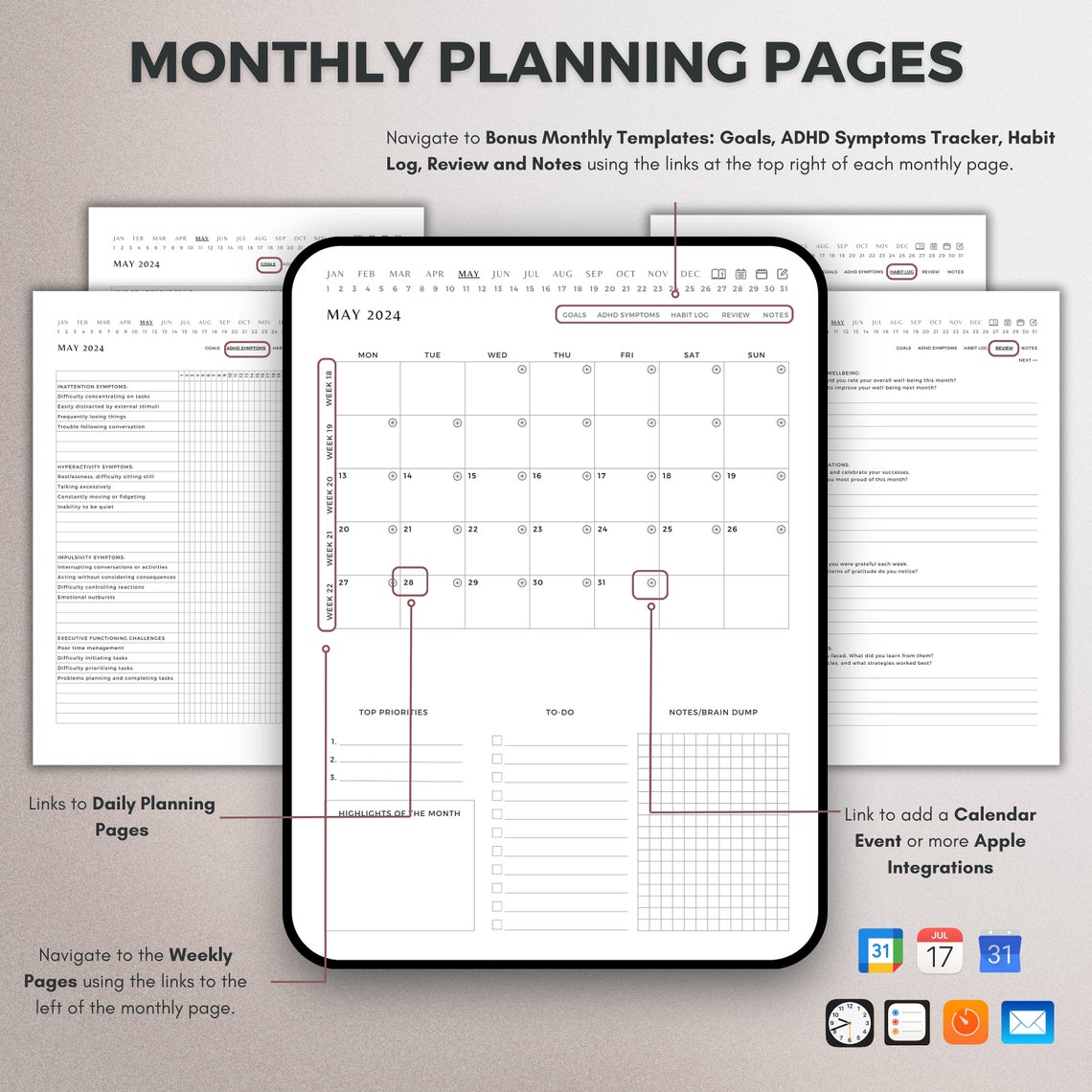 ADHD 2024 2025 Goodnotes Planner iPad Dated Daily Digital Daily Journal ...