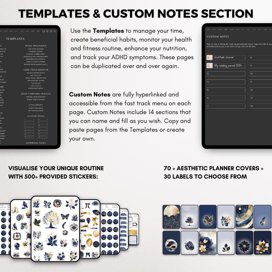 ADHD Digital Planner Journal iPad Goodnotes Notability 2025 Daily ...