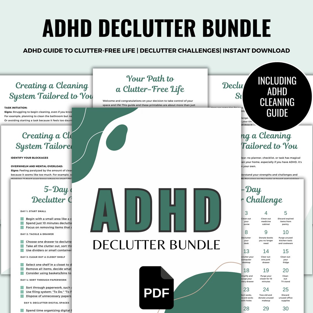 ADHD Cleaning Editable Planner Bundle, Printable Home Declutter ...