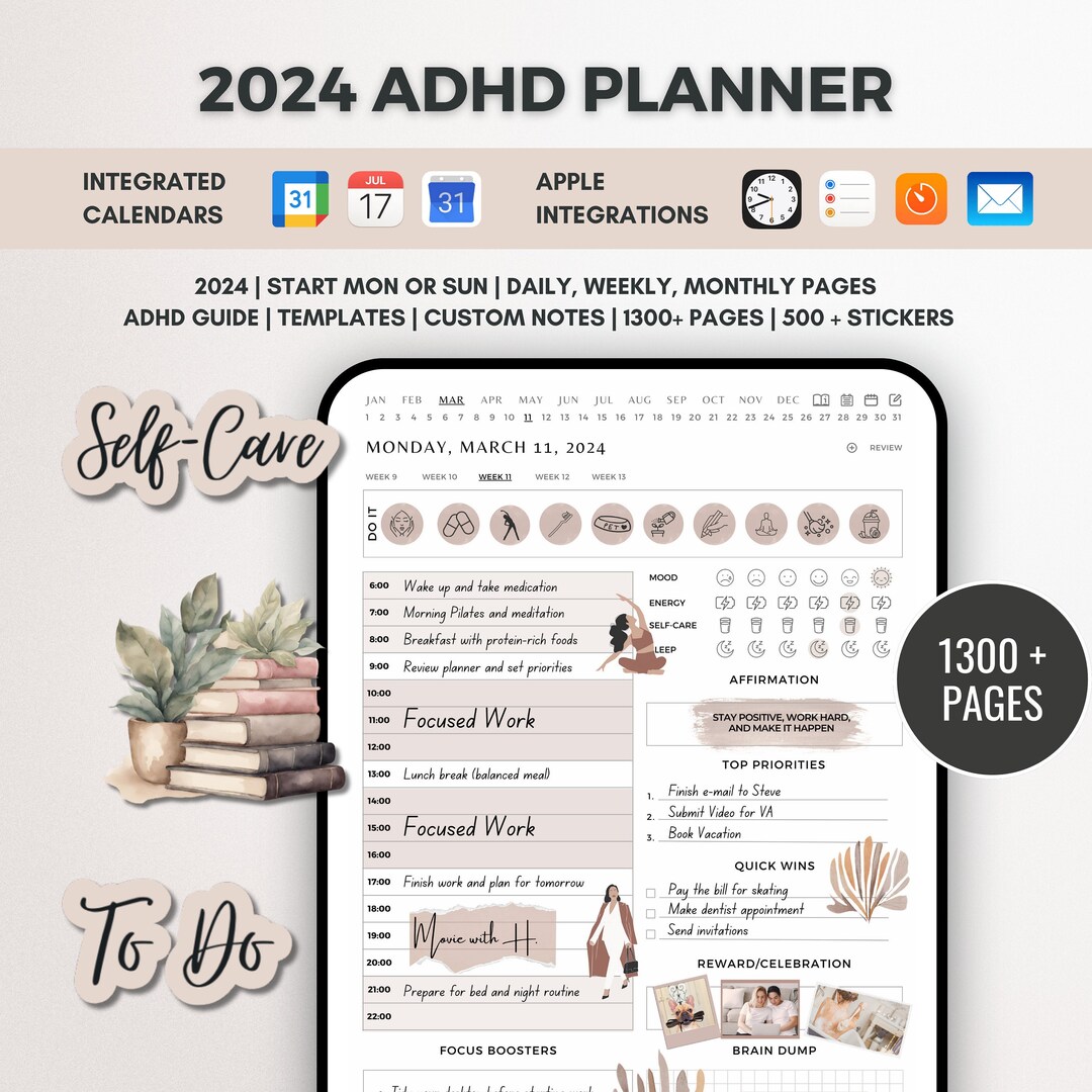 IPad Goodnotes Planner 2024 Adhd Digital Planner iPad ADHD Digital ...