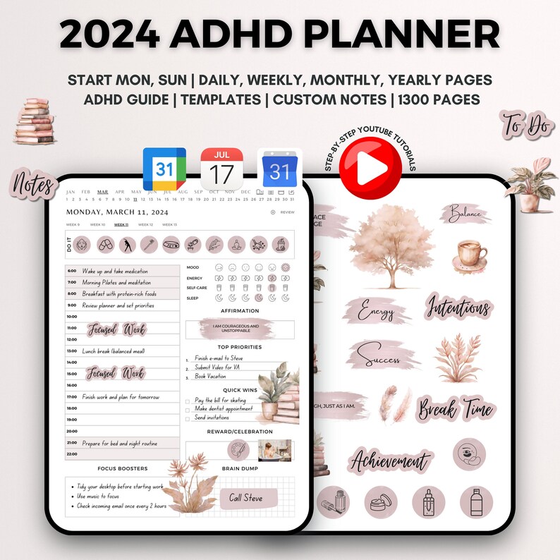 Goodnotes Adhd 2024 Adult Journal Digital Planner Organizer Daily ...
