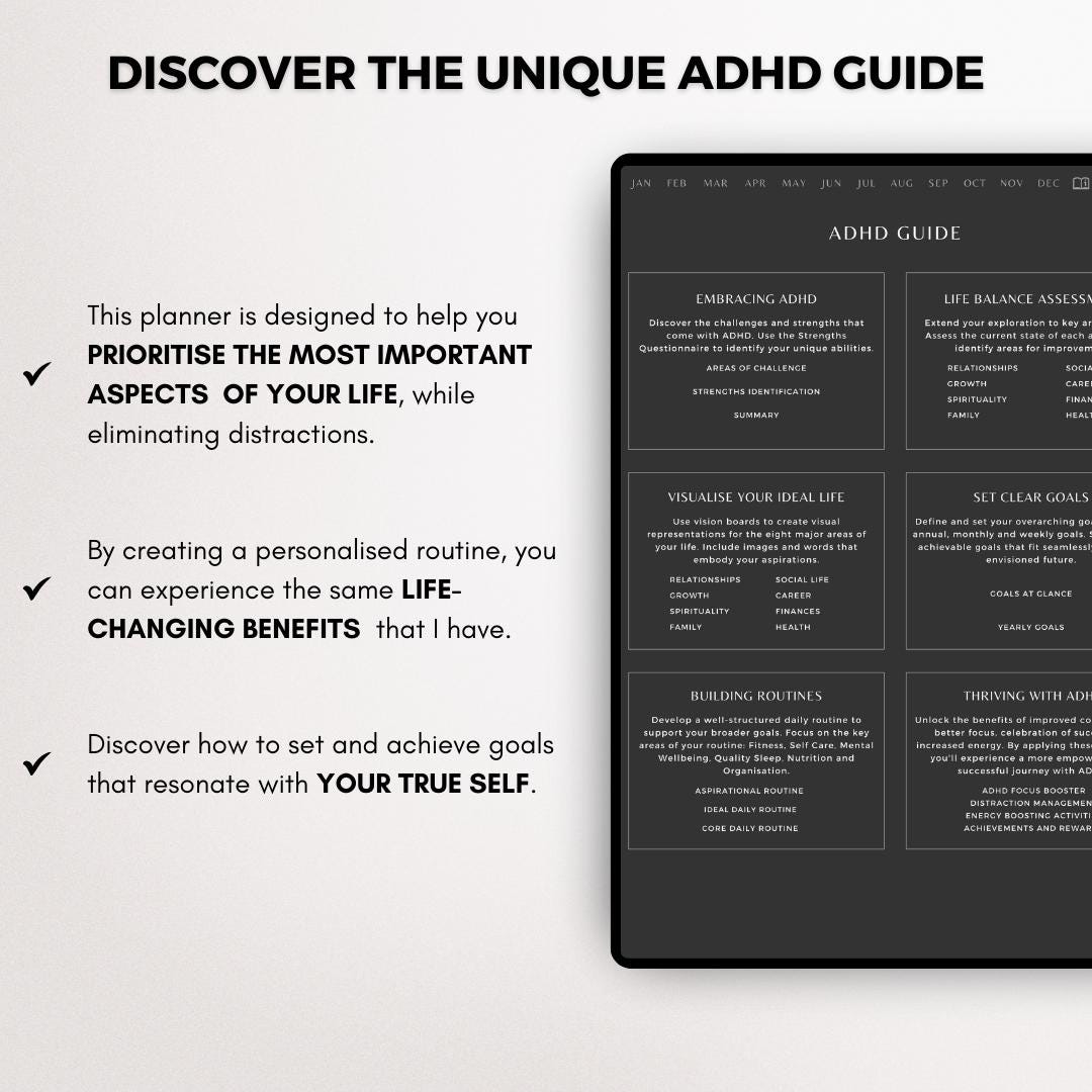 ADHD Digital Planner Journal iPad Goodnotes Notability 2025 Daily ...