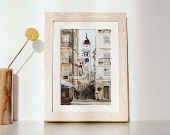 Corfu Old Town Watercolor Print – Greece Wall Art, Mediterranean Travel Decor, Art Print: Corfu Old Town No1