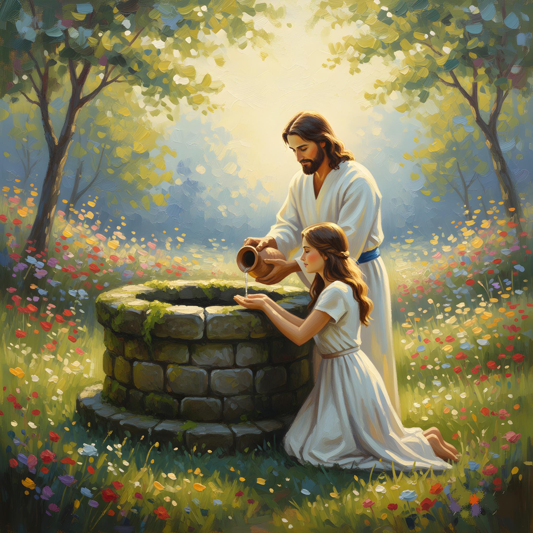 Wellspring Scripture Image Christ and the Woman at the Well, Living Water, Jesus Art, Bible Art ...