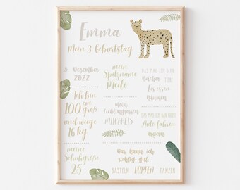 Meilensteintafel Geburtstag Leopard Digitaler Download | Deko Kindergeburtstag Geburtstag Einladung Kindergeburtstag Bastelset HLMD HLPMP