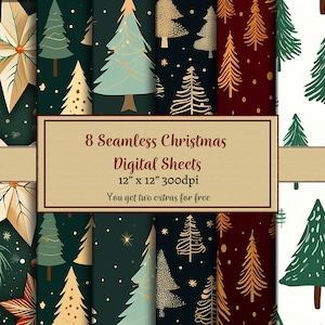 Seamless Christmas Digital Paper, printable textures, clipart,