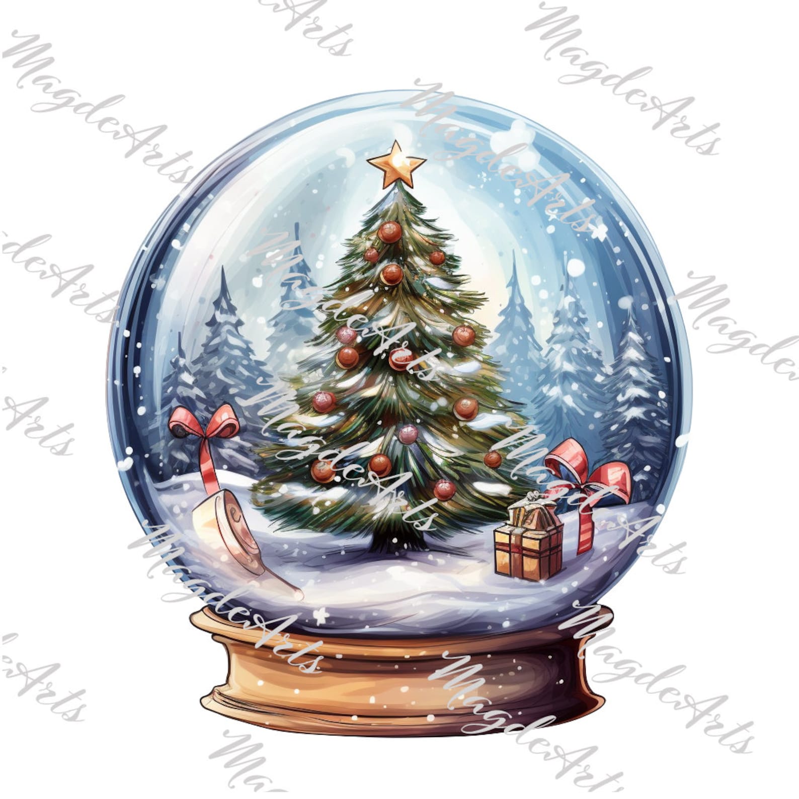 Christmas Tree Snow Globe PNG Clipart: Holiday Paperweight Designs ...