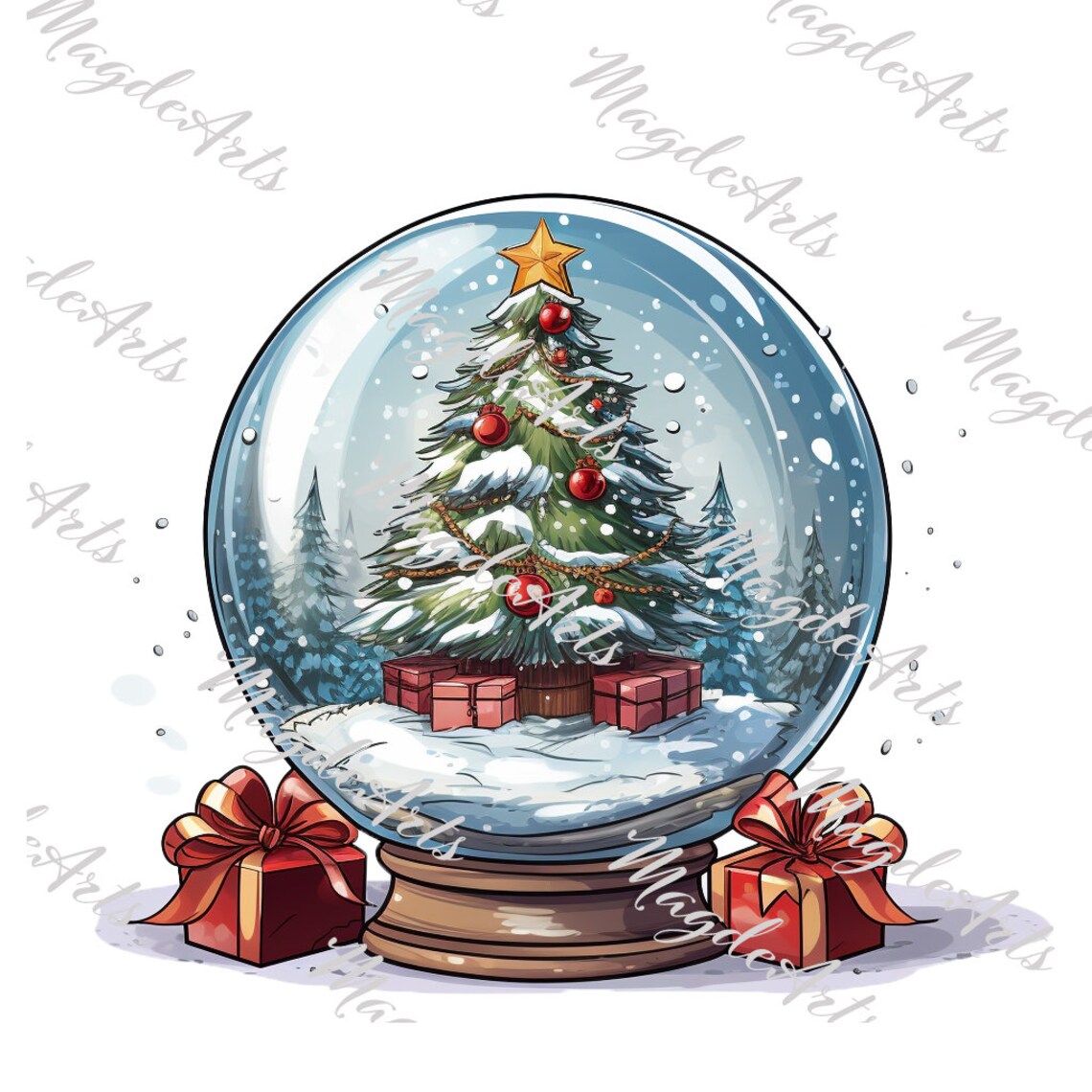 Christmas Tree Snow Globe PNG Clipart: Holiday Paperweight Designs ...