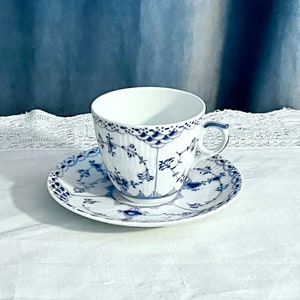Gorgeous Vintage Royal Copenhagen Half Lace Tea Cup and Saucer