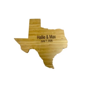 Texas-Shaped Personalized Bamboo Cutting Board | Sierra Heirloom | All 50 states Available