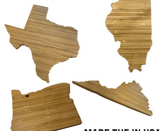 State Shaped Cutting Board – Personalized Bamboo Charcuterie Board, Custom Home State Gift