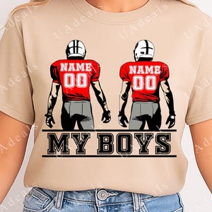 Two Football Players T-shirt, Personalized Two Football Player, American Football Player, Custom Name, Number & Color T-shirt
