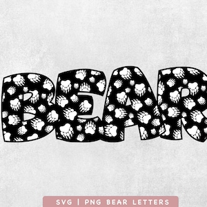 Bear Paw alfabet SVG knippen, veterinair lettertype gesneden bestanden, Bear Paw Print alfabet png, pootafdrukken SVG-lettertype, Bear Letters-bestanden
